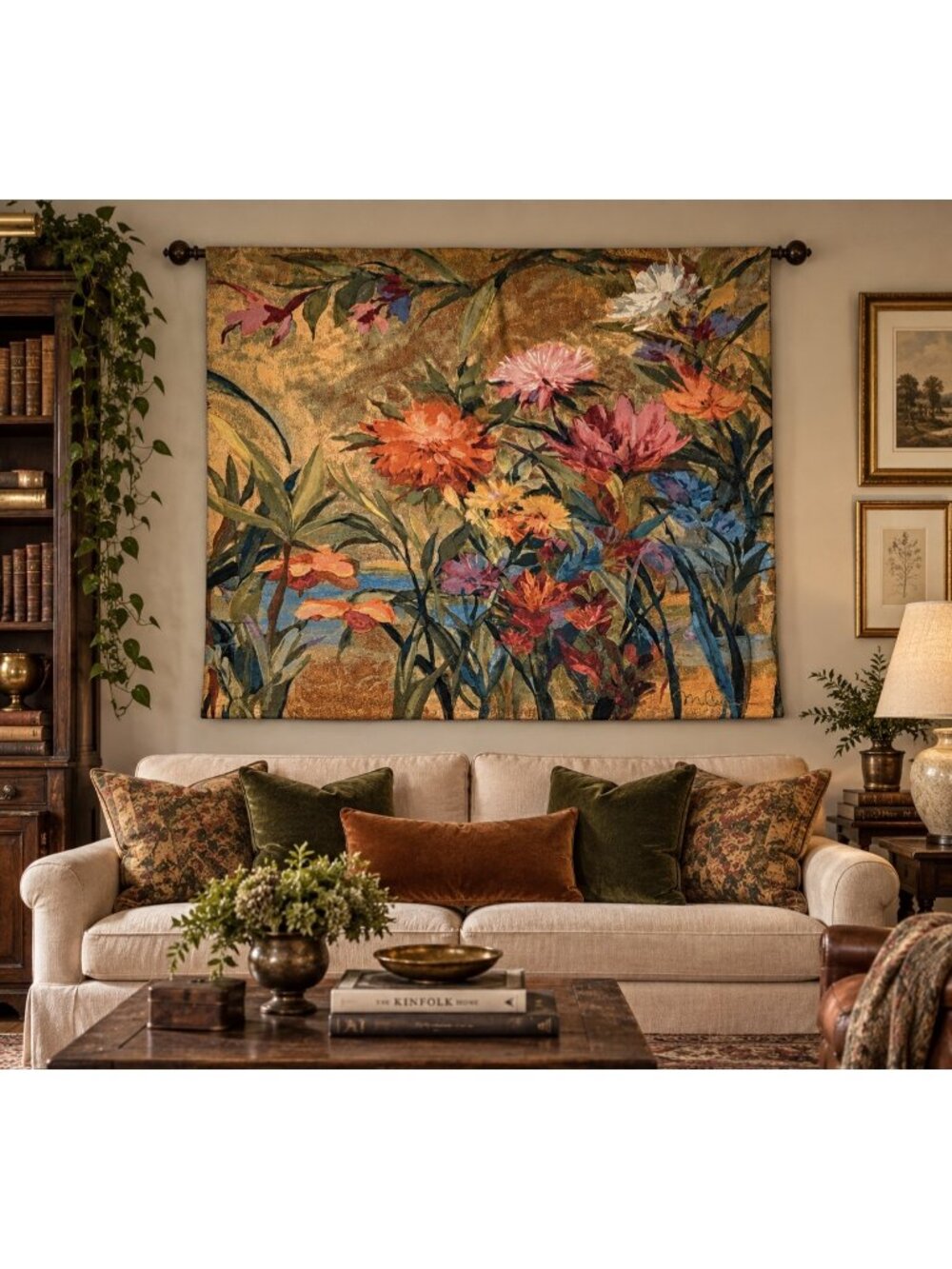 Martha’s Choice Floral Woven Tapestry Wall Hanging Botanical 52x56 USA